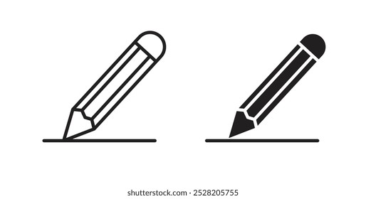 Pencil icon in solid and stroke style.