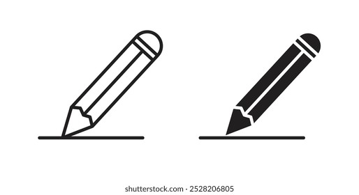 Pencil icon in solid and stroke style.