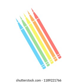 Pencil icon. Stack of colorful isometric icons on white background