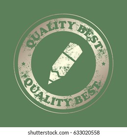 pencil icon. Stamp with text. Quality  best