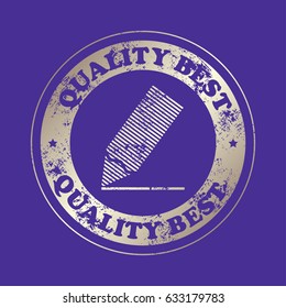 pencil icon.  Stamp with text. Quality  best