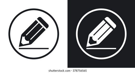 Pencil icon, stock vector. Two-tone version on black and white background
