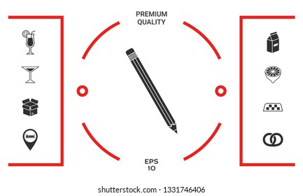 Pencil icon symbol. Graphic elements for your design