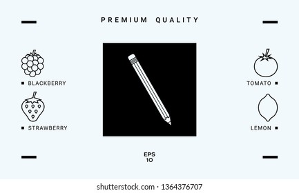 Pencil icon symbol. Graphic elements for your design