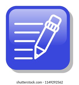 Pencil Icon. Text Writing concept. Editable stroke flat icons. Simple thin line art logo. Web app 3d button. Vector illustration. 