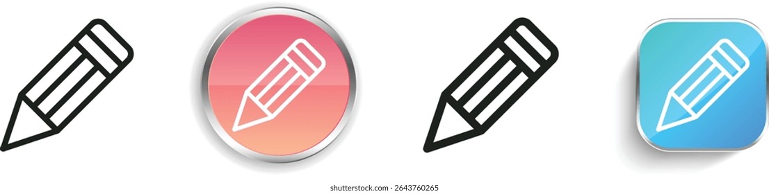 pencil icon. Thin Linear, Regular and Button Style Design Isolated On White Background
