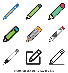 Icono de lápiz en estilo plano de moda,diseño de símbolos vectoriales