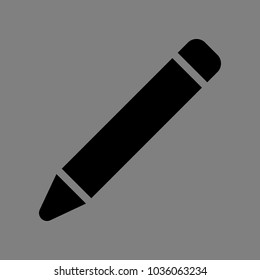 Pencil icon. Vector. Black icon on medium gray background. Isolated.