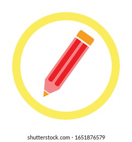 Icono de lápiz vectorial, lápices de colores, lápiz aislado en blanco, dibujo de lápiz, borrador, icono de escuela