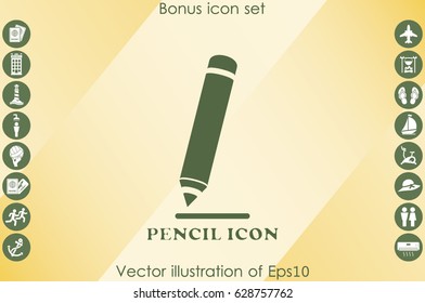 pencil icon vector EPS 10, abstract sign flat design,  illustration modern isolated badge for website or app - stock info graphics