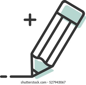 Pencil, icon, vector, flat, button, drawing, office, education, study, school, write, tool