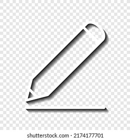 Pencil  icon vector. Flat design. White with shadow on transparent grid.ai
