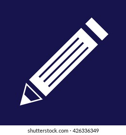 Pencil icon vector illustration. Blue background
