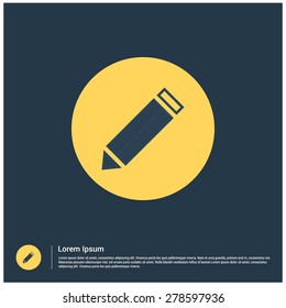 pencil icon, vector illustration. Flat color design style