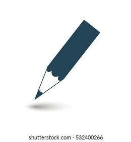 Pencil icon, vector illustration. Flat design. Dark outline on a white background.