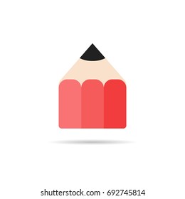 pencil icon, vector illustration. Flat design style