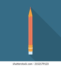 Pencil icon. Vector illustration with long shadow
