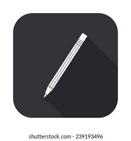 pencil icon - vector illustration with long shadow isolated on gray