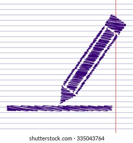 pencil icon , vector illustration with pen and school paper effect 