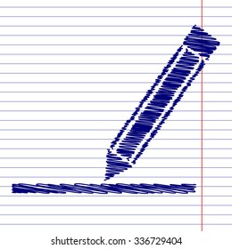 pencil icon , vector illustration with pen and school paper effect 