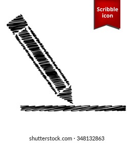 Pencil icon , vector illustration with pen and school paper effect. Scribble icon for you design. 