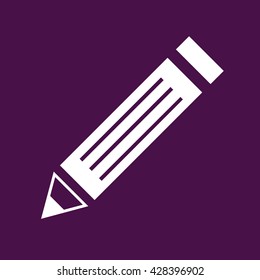 Pencil icon vector illustration. Purple background