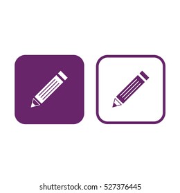 Pencil icon vector illustration. Purple and white