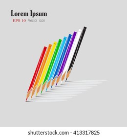 Pencil Icon. Pencil Icon vector illustration. Set of colored pencils.