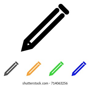 Pencil icon. Vector illustration style is a flat contour iconic pencil symbol with black, grey, green, blue, yellow color versions. Designed for web and software interfaces.