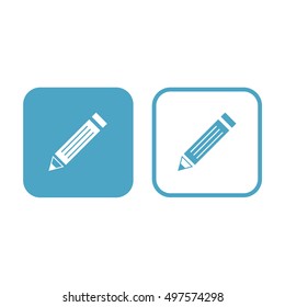 Pencil icon vector illustration. White and blue