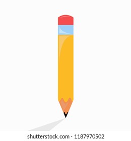 Pencil icon Vector illustrationwhite background with shadow.