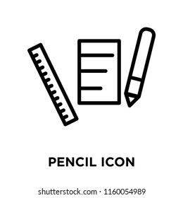 Pencil icon vector isolated on white background, Pencil transparent sign , line and outline elements in linear style