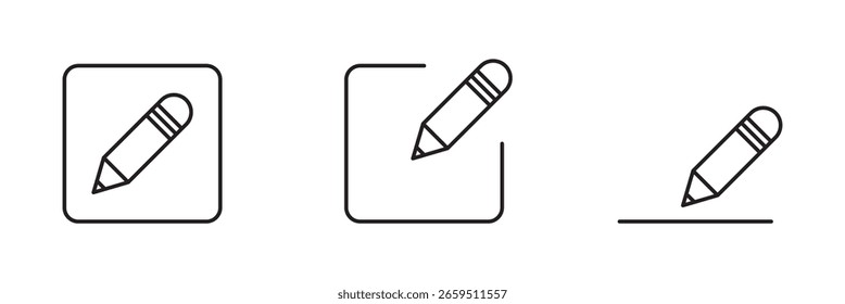 Vector del icono del lápiz aislado en el fondo blanco. Conjunto de iconos de Editar. Bloc de notas Editar documento con icono de lápiz. eps 10
