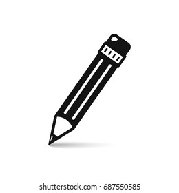 Pencil icon. Vector isolated simple black pencil symbol.