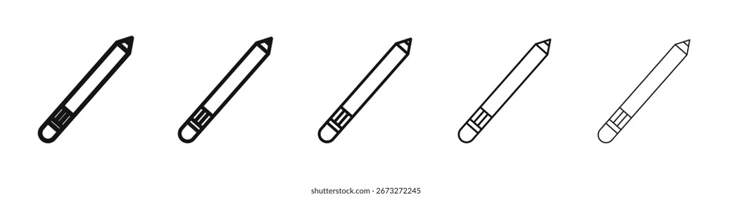 Pencil icon vector outline set illustration sign