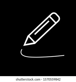 Pencil Icon Vector. Perfect white pictogram illustration on black background.Pencil Vector Icon Design Template