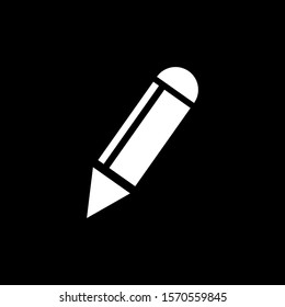 Pencil Icon Vector. Perfect white pictogram illustration on black background.Pencil Vector Icon Design Template