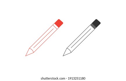 Pencil Icon Vector. Red and Black pictogram illustration on white background. vector isolated illustration