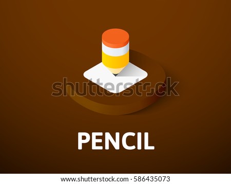 Pencil icon, vector symbol in flat isometric style isolated on color background