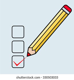 Pencil icon with vote , Flat Design 
