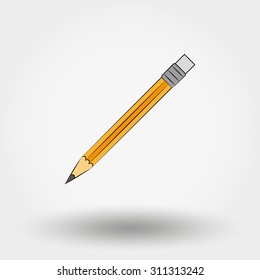 Pencil.  Icon for web and mobile application. Vector illustration on a white background. Doodle, cartoon style.