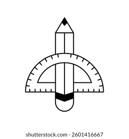 Pencil icon with white background vector stock illustration