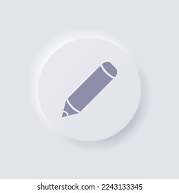 Pencil icon, White Neumorphism soft UI Design for Web design, Application UI and more, Button, Vector.