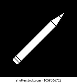 Pencil icon. White icon on black background. Inversion