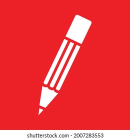 Pencil icon white pencil red background
