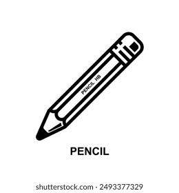Pencil icon. A pencil is a writing or drawing implement isolated on background vector illustration.