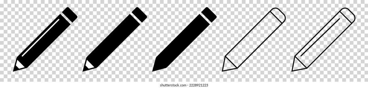 Pencil icons. Black pictogram illustration isolated on transparent background
