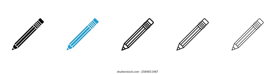 Pencil icons collection vectors in black and blue