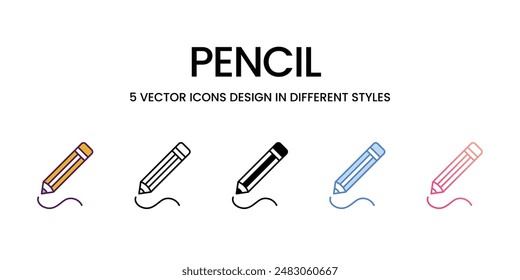 Iconos de lápiz de estilo diferente ilustración de stock de Vector