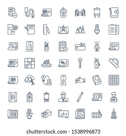 pencil icons. Editable 49 pencil icons. Included icons such as Easel, Palette, Blueprint, Sharpener, Creativity, Artist, Brush, Graphic designer. pencil trendy icons for web.
